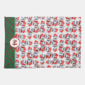 Siberian Husky Muster Monogram Christmas Dog Geschirrtuch (Horizontal)