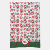 Siberian Husky Muster Monogram Christmas Dog Geschirrtuch (Vertikal)