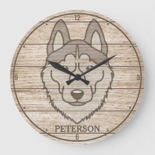 Siberian Husky NAME Arctic Chukcha Spitz Puppy Dog Große Wanduhr