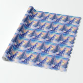Siberian Husky Northern Lights Christmas Winter Geschenkpapier (Ungerollt)