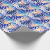 Siberian Husky Northern Lights Christmas Winter Geschenkpapier (Ecke)