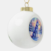 Siberian Husky Northern Lights Christmas Winter Keramik Kugel-Ornament (Links)