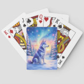 Siberian Husky Northern Lights Christmas Winter Spielkarten (Rückseite)