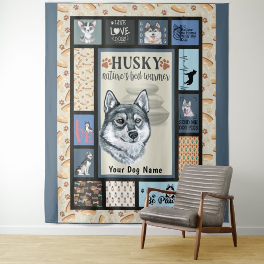 Siberian Husky Owner Lover Funny Keepake Quilt Wandteppich (Beispiel)