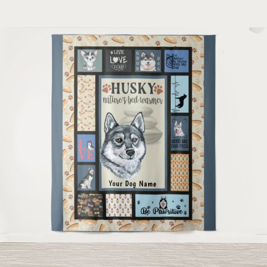 Siberian Husky Owner Lover Funny Keepake Quilt Wandteppich (Vorderseite)