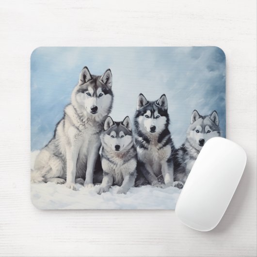 Siberian Husky Pack Mousepad (Mit Mouse)