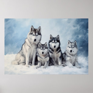 Siberian Husky Pack Poster