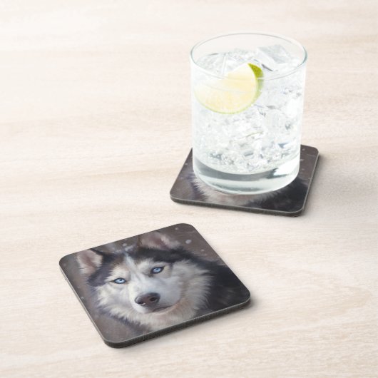 Siberian Husky Painting Getränkeuntersetzer (Rechte Seite)