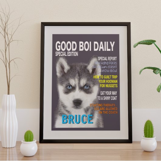 Siberian Husky Parody Magazine Cover Fotodruck