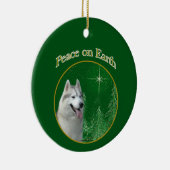 Siberian Husky Peace Keramik Ornament (Rechts)
