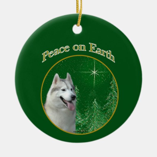 Siberian Husky Peace Keramik Ornament (Vorne)