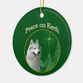 Siberian Husky Peace Keramik Ornament (Links)