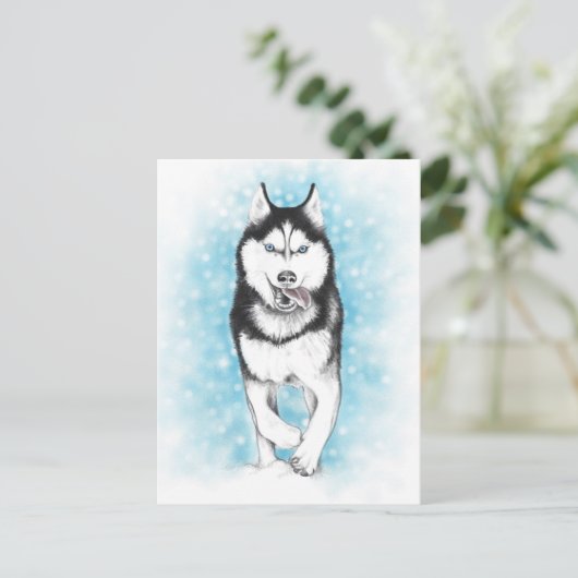 Siberian Husky Postkarte (Stehend Vorderseite)