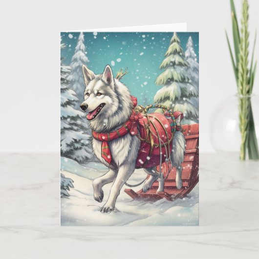 Siberian Husky Pulling Ein perfektes Wochenende in Karte (Vorderseite)