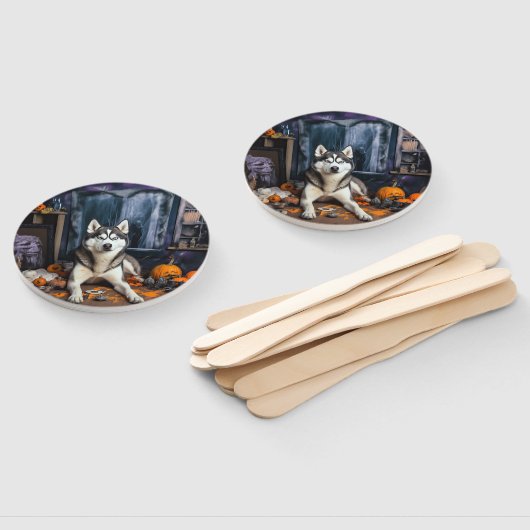 Siberian Husky Pumpkins Halloween Beängstigend Fächer (Non-assembled)