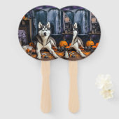 Siberian Husky Pumpkins Halloween Beängstigend Fächer (Vorne und Hinten)