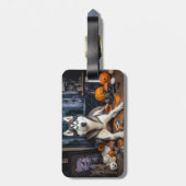 Siberian Husky Pumpkins Halloween Beängstigend Gepäckanhänger (Rückseite vertikal)