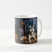 Siberian Husky Pumpkins Halloween Beängstigend Kaffeetasse (VorderseiteRechts)