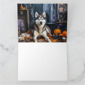Siberian Husky Pumpkins Halloween Beängstigend Karte (Innenseite)
