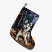 Siberian Husky Pumpkins Halloween Beängstigend Kleiner Weihnachtsstrumpf (Vorderansicht (hängend))
