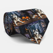 Siberian Husky Pumpkins Halloween Beängstigend Krawatte (Gerollt)