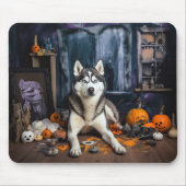 Siberian Husky Pumpkins Halloween Beängstigend Mousepad (Vorne)