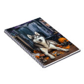 Siberian Husky Pumpkins Halloween Beängstigend Notizblock (Rechte Seite)