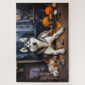 Siberian Husky Pumpkins Halloween Beängstigend Puzzle (Vertikal)