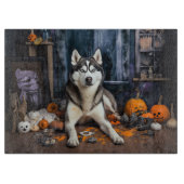 Siberian Husky Pumpkins Halloween Beängstigend Schneidebrett (Vorderseite)