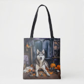 Siberian Husky Pumpkins Halloween Beängstigend Tasche (Vorderseite)