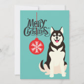 Siberian Husky Retro Aqua Weihnachtskarte Feiertagskarte (Vorderseite)