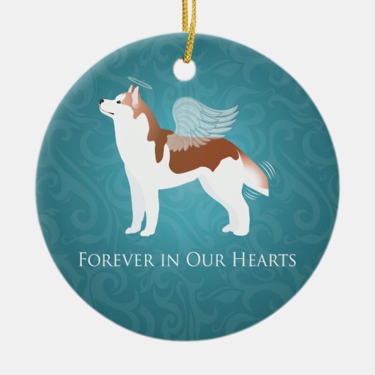 Siberian Husky - Rot - Gedenkdesign für Haustiere Keramikornament (Vorne)