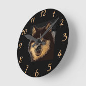 Siberian Husky Runde Wanduhr (Winkel)