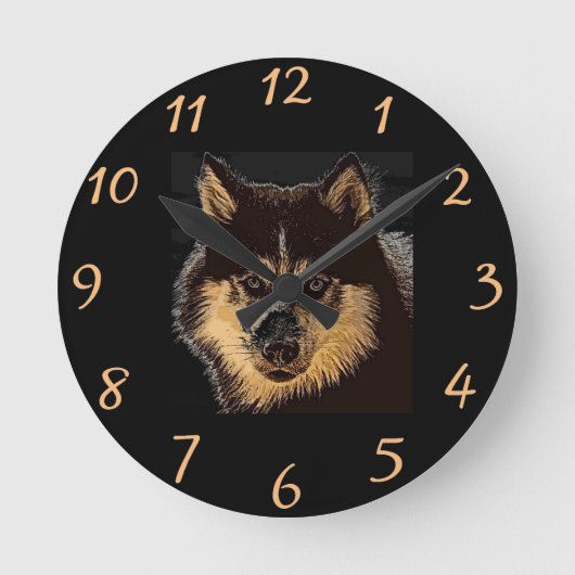 Siberian Husky Runde Wanduhr (Vorderseite)