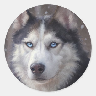 Siberian Husky Runder Aufkleber