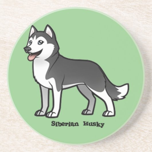 Siberian Husky Sandstein Untersetzer (Vorne)