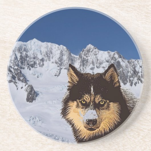 Siberian Husky Sandstone Untersetzer (Vorne)