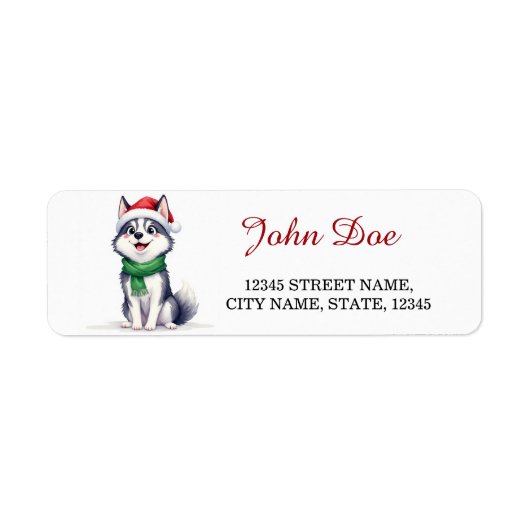 Siberian Husky Santa Hat Christmas Return Address (Vorne)