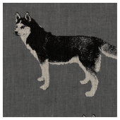 Siberian Husky schwarz weiß stehend Muster Stoff (Nahaufnahme)