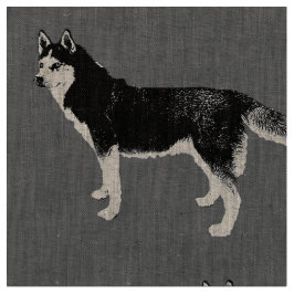 Siberian Husky schwarz weiß stehend Muster Stoff