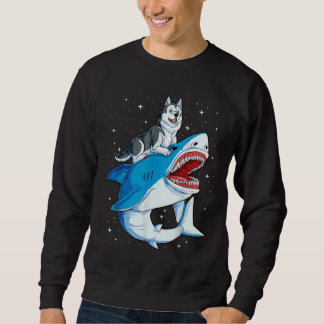 Siberian Husky Shark Jawsome Dog Galaxy Sweatshirt
