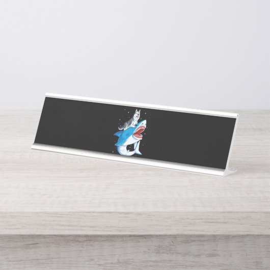 Siberian Husky Shark Jawsome Dog Lover spendet Pla Schreibtischnamensplakette (Vorderseite )