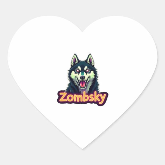 Siberian Husky Sibe Zombie Dog Halloween Essential Herz-Aufkleber (Vorderseite)