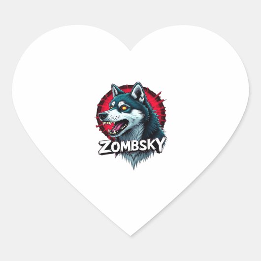 Siberian Husky Sibe Zombie Dog Halloween Essential Herz-Aufkleber (Vorderseite)