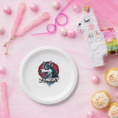 Siberian Husky Sibe Zombie Dog Halloween Essential Pappteller (Party)