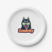Siberian Husky Sibe Zombie Dog Halloween Essential Pappteller (Vorderseite)
