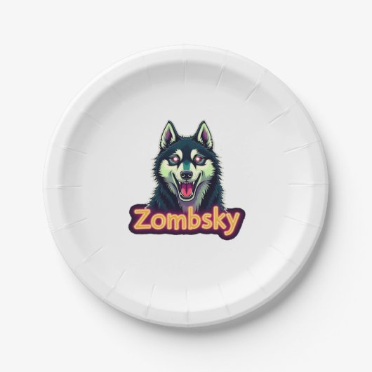 Siberian Husky Sibe Zombie Dog Halloween Essential Pappteller (Vorderseite)