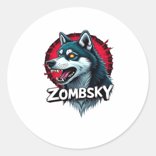 Siberian Husky Sibe Zombie Dog Halloween Essential Runder Aufkleber (Vorderseite)