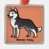 Siberian Husky Silbernes Ornament (Vorne)