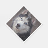 Siberian Husky Snow Serviette (Ecke)